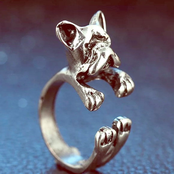 none Jewelry - French Bulldog Adjustable Silver Ring